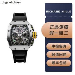 Richardmills Watch Swiss Relógios Mecânico Automático Richar Millesr Rm1103 Titanium Automatic Chain Up Relógio de pulso um esporte abrangente com cartão de segurança