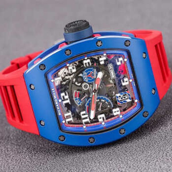 Richare N Factory Montre Automatique Mécanique Montres-bracelets Suisses Mouvement Montres Rm030 Bleu Céramique Côté Rouge Paris Cadran Limité 427 50 mm avec carte d'assurance WNK Y