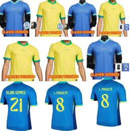 Richarlison Player -versie Voetbaltruien Brasil Raphinha Vini Paqueta Antony 24 25 Nationaal Team Shirt Kits Jesus Casemiro Braziliës Martinelli Rodrygo Man Kit