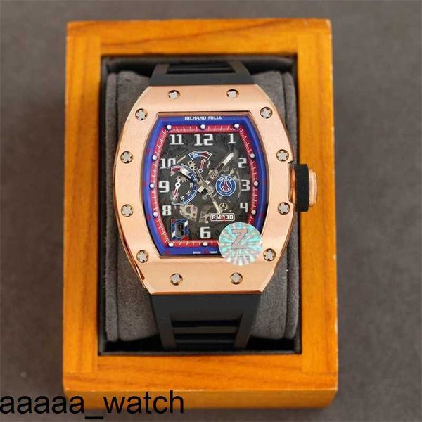 Montre mécanique RicharMill Rm030 Bande de caoutchouc mécanique creuse de luxe 904l Boîtier de montre Xin en acier fin Cadran multifonction Mâle CZO0 Swiss ZF Factory