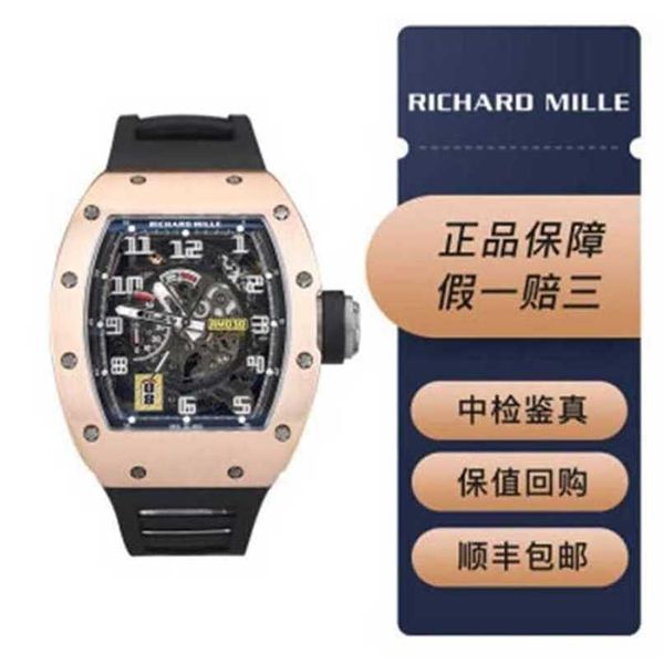 Richarmill Watch Montres mécaniques automatiques Montre-bracelet Swiss Seires Mens RM030 RG Matériau en or rose 18 carats Cadran entièrement évidé 427x50 mm de diamètre avec un WN-H6I4