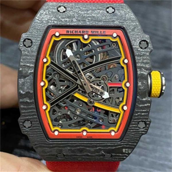 Richarmill Watch Mechanal automático Mundial Mundial de lujo Mens Swiss Sports Series Automatic Mechanical Calendar 387 475 mm Watch RM6702 WN8ZE