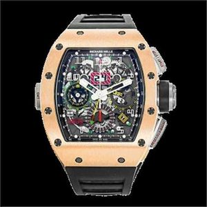 Montre Richarmill Montres-bracelets mécaniques automatiques Montres suisses Poignet RM1102 Montre pour homme Or rose 18 carats Calendrier Temps Mois Double fuseau horaire Automatique Mech WN-MSAU