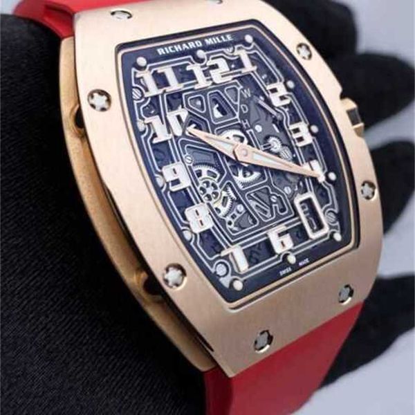 Richarmill montre suisse automatique mécanique montres hommes série Extra plat 67-01 or Rose montre pour hommes boîtier papier WNUAV