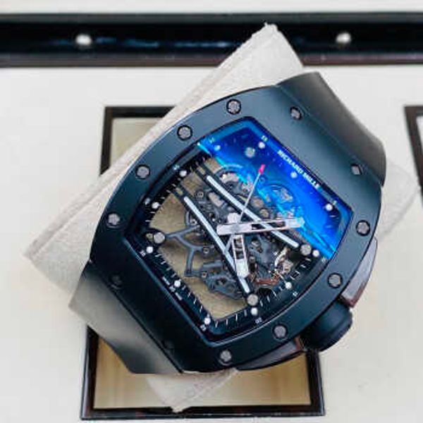 Richarmill Montre Tourbillon Automatique Mécanique Montres Suisse Femmes Montres Hommes Manuel Mécanique 5023x427mm Montre Homme RM6101 Céramique Noire Whit WN2