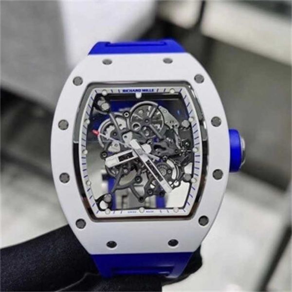 Richarmill Montre Tourbillon Montres-bracelets mécaniques automatiques Montres suisses pour femmes Série pour hommes Machines manuelles en céramique 499 x 427 mm Montre pour homme RM055 Blanc WN-Q6HT