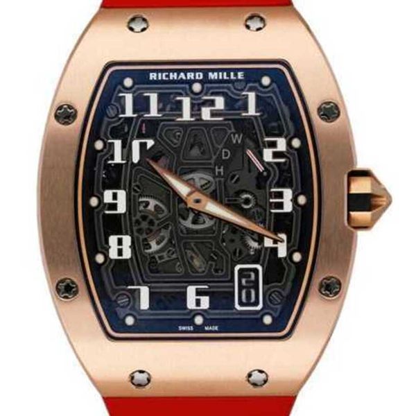 Richarmiller montre montres de luxe mouvement mécanique montre-bracelet Extra plat 67-01 or Rose montre pour hommes boîtier papier WN-YDJG