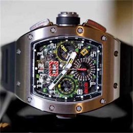 Richarmilles Relojes de pulsera para hombre Relojes mecánicos deportivos de fabricación suiza 99 Sin usar 11-02 Reloj mecánico automático de aleación de titanio negro para hombre HBWO