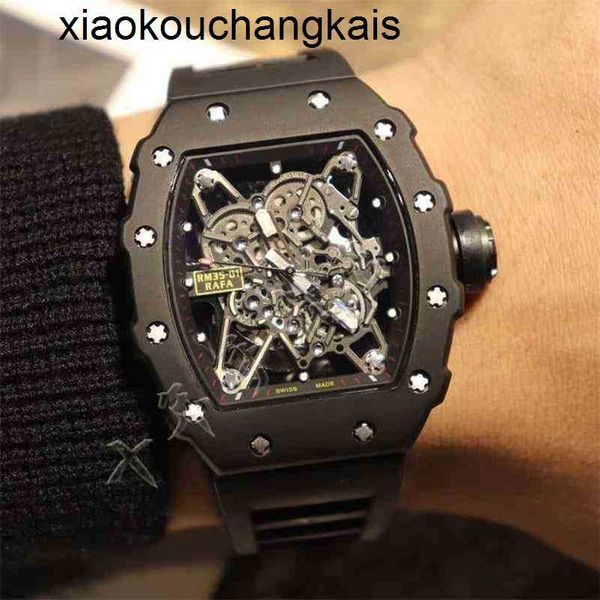 RicharMilles montre automatique SuperClone KV usine baril Rm35-01 2824 noir QWF7Carbon fibre saphir navire par Fedex