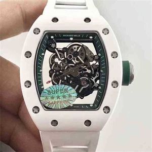 RicharsMill Reloj suizo ZF Factory Tourbillon Movimiento automático Molinos de lujo Mecánica cal Silicona Rm110 Millerwatch Pulsera blanca de caucho TK8X