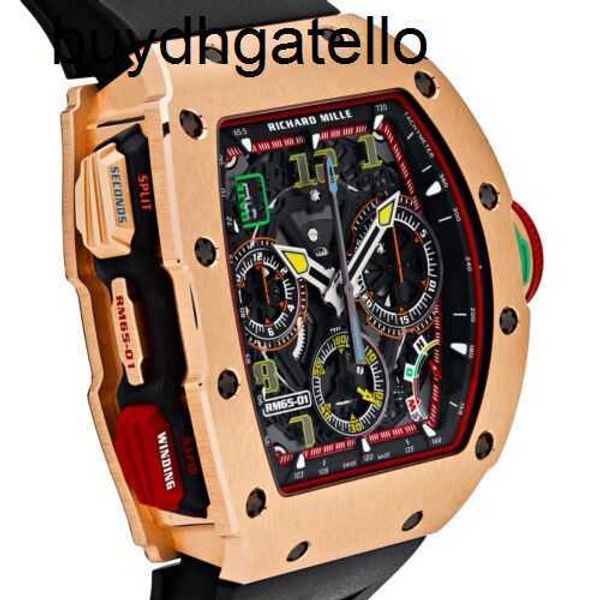 Reloj RicharsMill Top Clone Movimiento mecánico suizo Miller 65-01 Reloj automático con código de tiempo Todo en oro rosaZS82