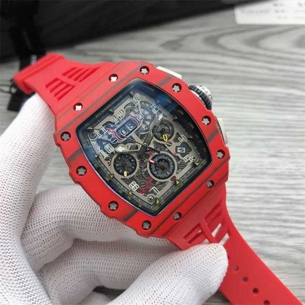 Richarsmilles montres Red Devil luxe en Fiber de carbone hommes technologie noire même moulin mécanique Rm056 439p Cy