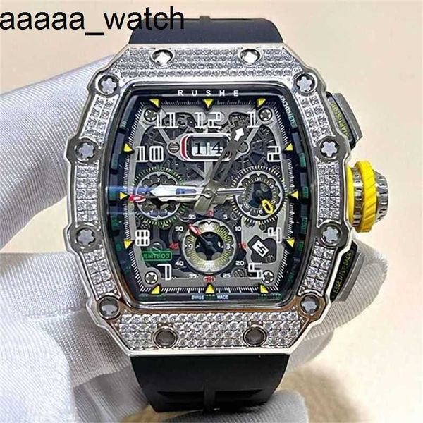 RicharsMilles ZF Relojes de fábrica Reloj de diseño Reloj mecánico con incrustaciones de diamantes Movimiento automático completo para hombre Tourbillon en forma de barril Estrella Yhrz Suiza