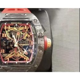 RichasMiers Horloge Ys Top Clone Factory Horloge Koolstofvezel Automatisch Luxe Horloge Horloge RM50-01 BAND EN REDHA0Q