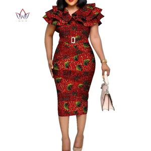 Riche Africain Ruffles Collar ceinture robes pour femmes dashiki imprimé vestiaire vestidos femmes mariage vêtements africains wy5740