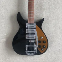 Richen 325 Backer guitare électrique avec système Super Tremolos pont couleur noire haute qualité Guitarar or poussière pickguard