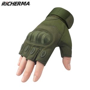 Richerma Motorfiets Handschoenen Knuckles Beschermende slijtvastheid Groene Vingerloze Handschoenen Fietsen Mannen Vrouw Motorhandschoenen H1022