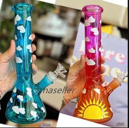 Bécher en verre épais Bong Bubbler Downstem Perc Narguilés Pipe à fumer avec bol de 14 mm Heady Dab Rigs