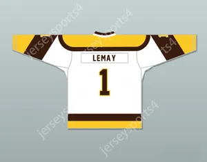 Rick Lemay 1 Binghamton Broome Dusters Maillot de hockey blanc cousu S-M-L-XL-XXL-3XL-4XL-5XL-6XL