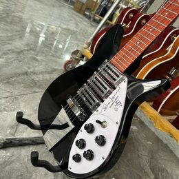 Johnlennon 325 Korte schaal Lengte 527mm 6 String Zwart Elektrische gitaar Bigs Tremolo Gloss Paint Boodbord 5 graden Hoek met kop