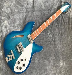 Ricken 330 Cuerpo semihollow Guitarra eléctrica de la guitarra pera Pear Wood Hardware cromado Construcción de crema Color azul4294166