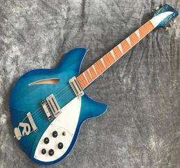 Ricken 330 Semihollow Body Guitar Guitar Fingerard Parone Wood Chrome Matemware Building Crème Color Blue3107133