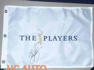 Rickie Fowler gesigneerde ondertekende ondertekende auto -verzamelbare masters open golfpenvlag