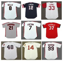 RICKY VAUGHN ALBERT BELLE Cleveland retroceso Jersey de béisbol JIM THOME JOE CHARBONEAU HAYES KENNY LOFTON PEDRO CERRANO OMAR VIZQUEL CORY SNYDER ROGER DORN