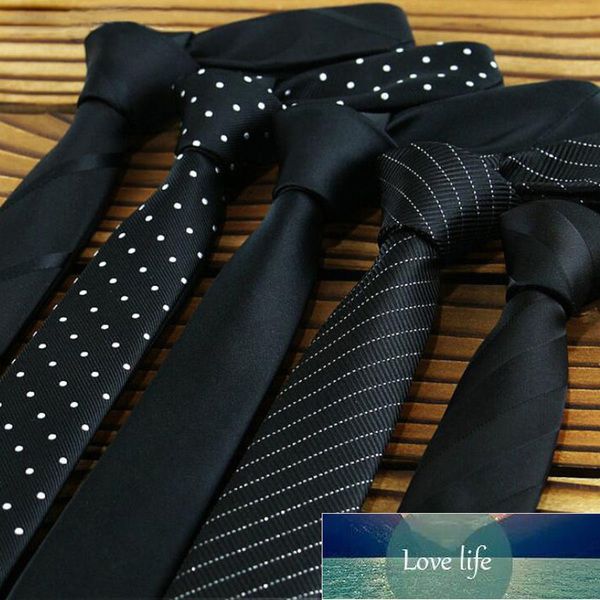 Ricnais Usine Vente 5 cm Noir Hommes Cravates Maigres Polyester Soie Plaid Rayé Points Jacquard Cravate Étroite Cravate Partie