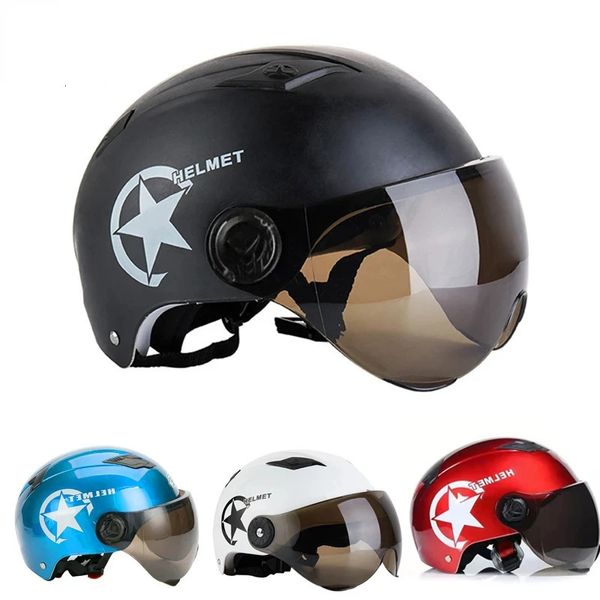 Casques d'équitation Casque de moto de mode équitation casque Anti-ultraviolet casque de sécurité respirant crème solaire réglable demi-casque ouvert 231202