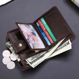 Rifd Diefstal Borstel Mens Portemonnee Multifunctionele Volledige Lederen Gesp Leisure Retro Zero Card Fashion Portemonnees Designer Clip