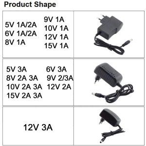 Connecteur à angle droit AC 220V à DC 5V 6V 9V 12V 15V Charger de l'adaptateur d'alimentation 1A 2A 3A 5.5x2.1 3,5x1.35 Jack DC EU US PLIG