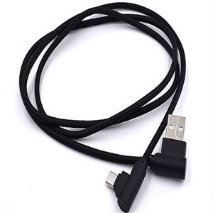Rechthoek Type C Micro USB Gevlochten kabel 2A Fast Charging Charger Cord 1M 2M 3M 90 graden Bend Connector Draad voor Samsung-smartphone
