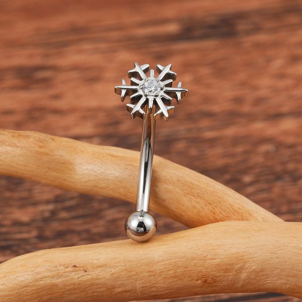 Grand ASTM F136 Titanium 16G Flake de neige Brotte courbée Rook Brongle d'oreille en interne Bijoux perçant