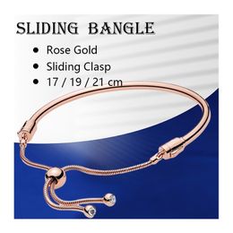 Stijve pols Darmarmbanden Boerbakken voor vrouwen sieraden Rose Gold 925 Sterling zilveren verwisselbare eindkap glijdende clasp zirkon 240327