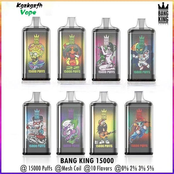 Riginal Bang King 15000 Puffs 15k Puff Vape Vape E-cigarette PEN 25 ML CAPACITION DE BATTERIE 650MAH 0/2/3/5% 20 FAVORS VACER PUFF 15000