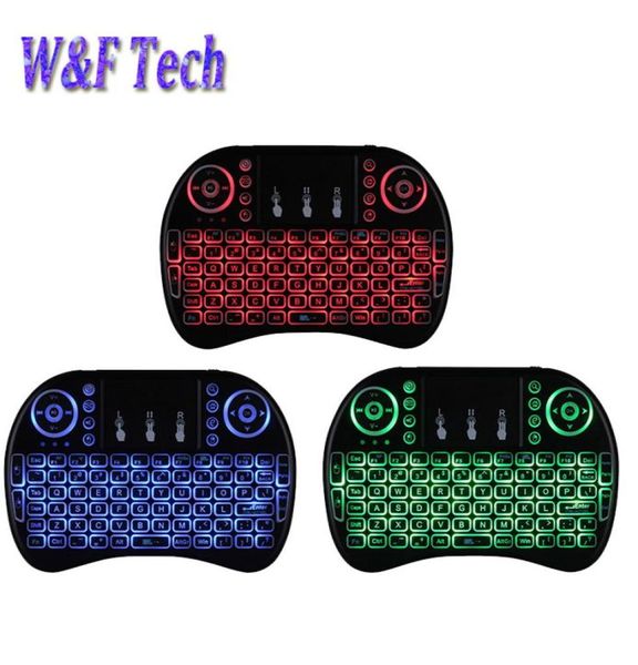 Rii I8 Ratón inalámbrico de 24 GHz Teclados para juegos Retroiluminación blanca Ratón retroiluminado multicolor Control remoto para TV Cajas Android MXQ PR4548741