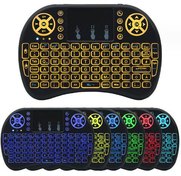 Rii i8 Mini teclado remoto retroiluminado Air Mouse con panel táctil Control inalámbrico retroiluminado para Android Smart TV Box MXQ M8S X96 T95 X92 HTPC PS3 Nuevo