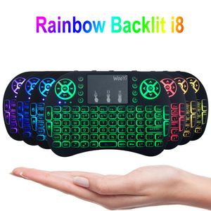 I8 Mini teclado inalámbrico con retroiluminación para Android TV Box Air Mouse, teclados de Control remoto, tableta usada 2,4G