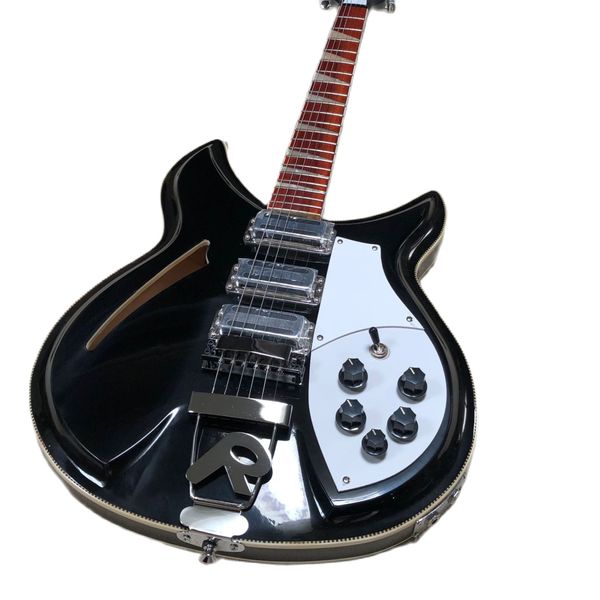 RIKEN - Guitare électrique 6 cordes, haute qualité, 381, trou de goutte d'eau creux, peinture noire, livraison gratuite
