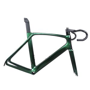 Rim Brake Aero Cuadro de bicicleta de carretera TT-X35 Cables internos completos BB86 Green Purple Chameleon YS3068