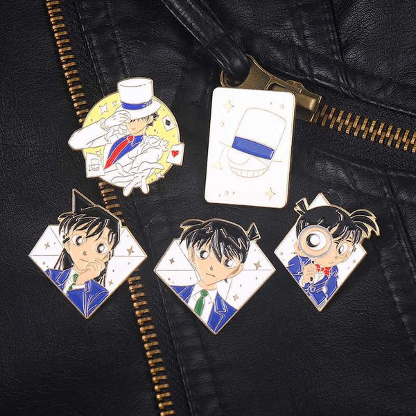 Riman détective Conan entourant alliage broche personnage de dessin animé Kudo Shinichi maolilan département badge accessoires