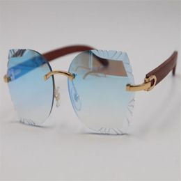 Lente esculpida sem aro óptica t8200762 óculos de sol de madeira unissex vintage 3 0 boa qualidade moda metal designer masculino feminino199i