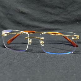 Rimless Clear Gafas Frames para hombres Spectáculos ópticos transparentes Metal Carter Deisgner Gafas recetadas de relleno301V
