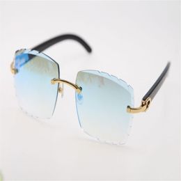 Diamant sans monture coupé 3524012-A Original noir corne de buffle lunettes de soleil mode haute qualité verres sculptés Multi lunettes unisexe or 247H