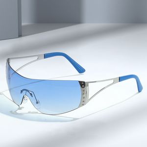 Lunettes de soleil siamoises sans monture Dot-Drill Tendance de la mode Lunettes de sport Futuristes Tech-Savvy Lunettes de soleil Nouveau