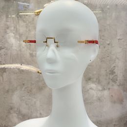 Ejeglas sin borde de gafas marco de madera dorada lentes transparentes de gafas de sol de verano