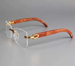 MARCO DE GAJAS EN BORRIMAS Eyewear Optical Wood Gold Lens Clear Men Eyeglass Frames de gafas de sol de moda con caja4610433