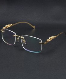 Óculos de sol série leopardo sem aro feminino moda óculos de sol de aço inoxidável olho de gato óculos grandes quadrados com caixa c decorat2744347
