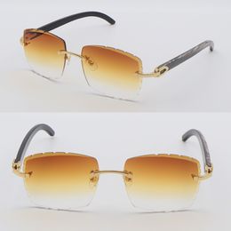 Gafas de sol sin montura originales de cuerno de búfalo negro veteado Unisex para conducir al aire libre gafas cuadradas de metal dorado para hombre y mujer